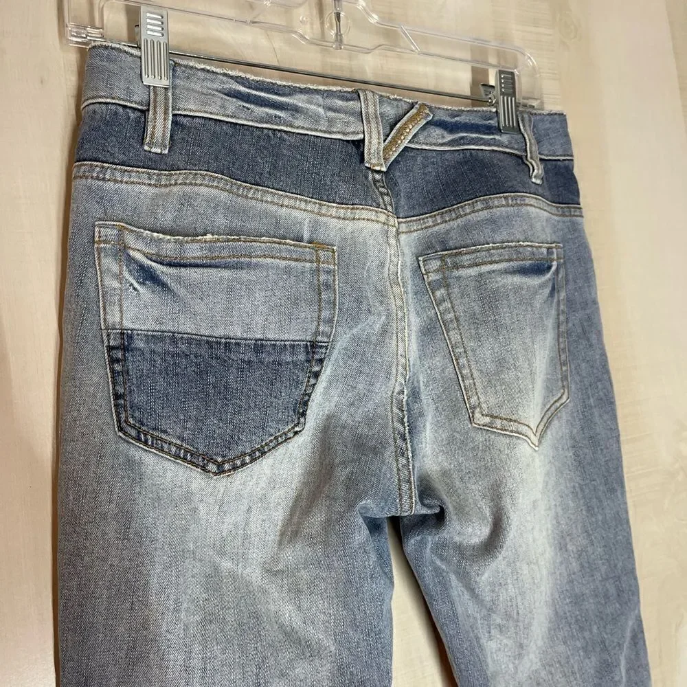 Free People patchwork‎ button fly denim jeans, size 27